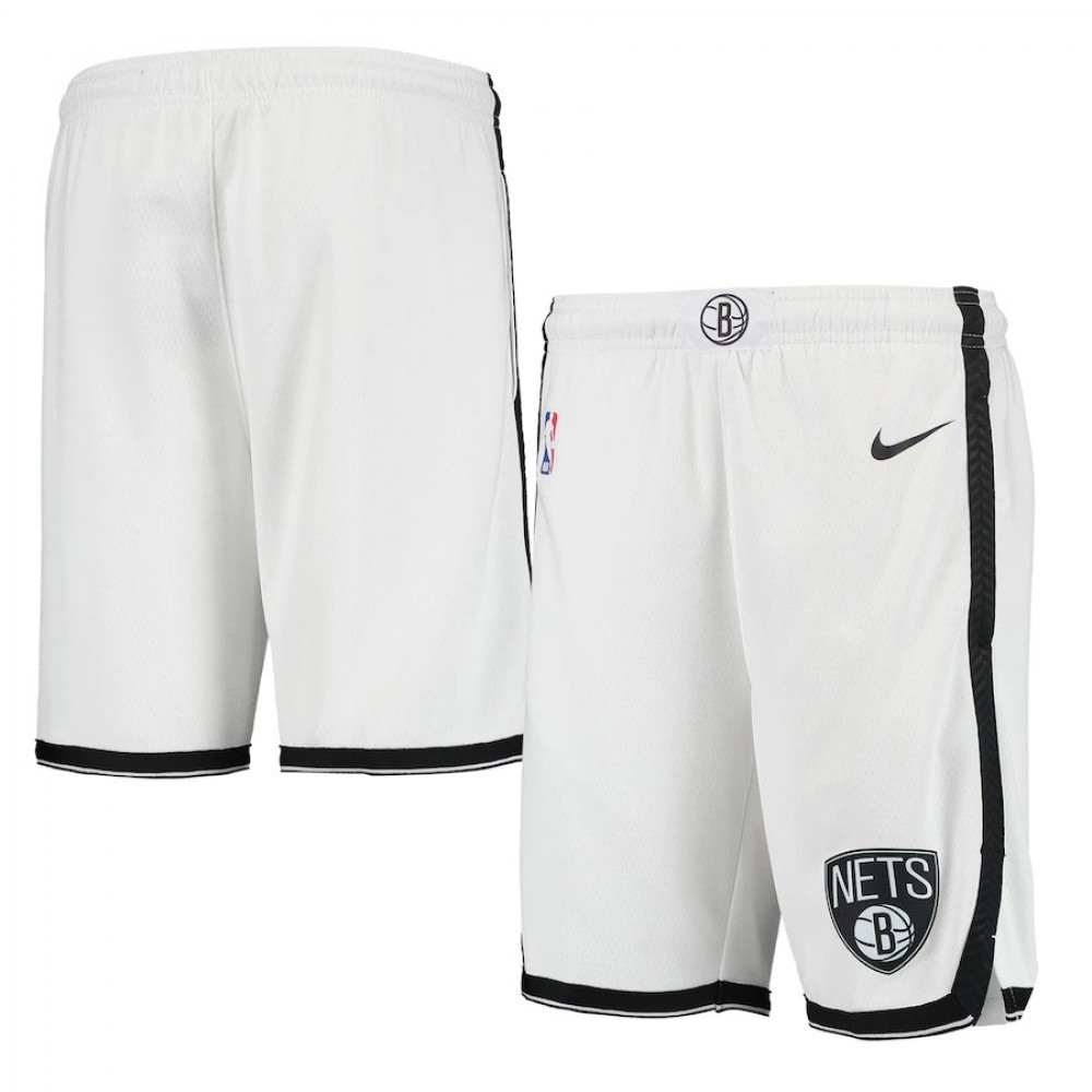 Men's Brooklyn Nets White 2020/21 Swingman Shorts - Association Edition-Pro Kit Vault | Brand New 26/27 Sports Jerseys